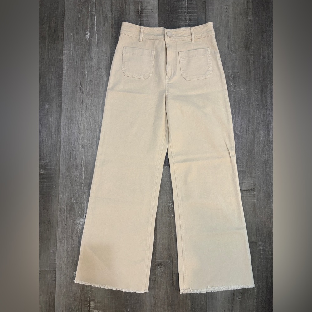 Women's Wide-Leg Jeans in Cream - Unbranded